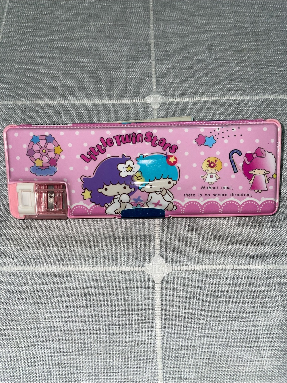 Little Twin Stars Pink Pencil Case with Sharpener
